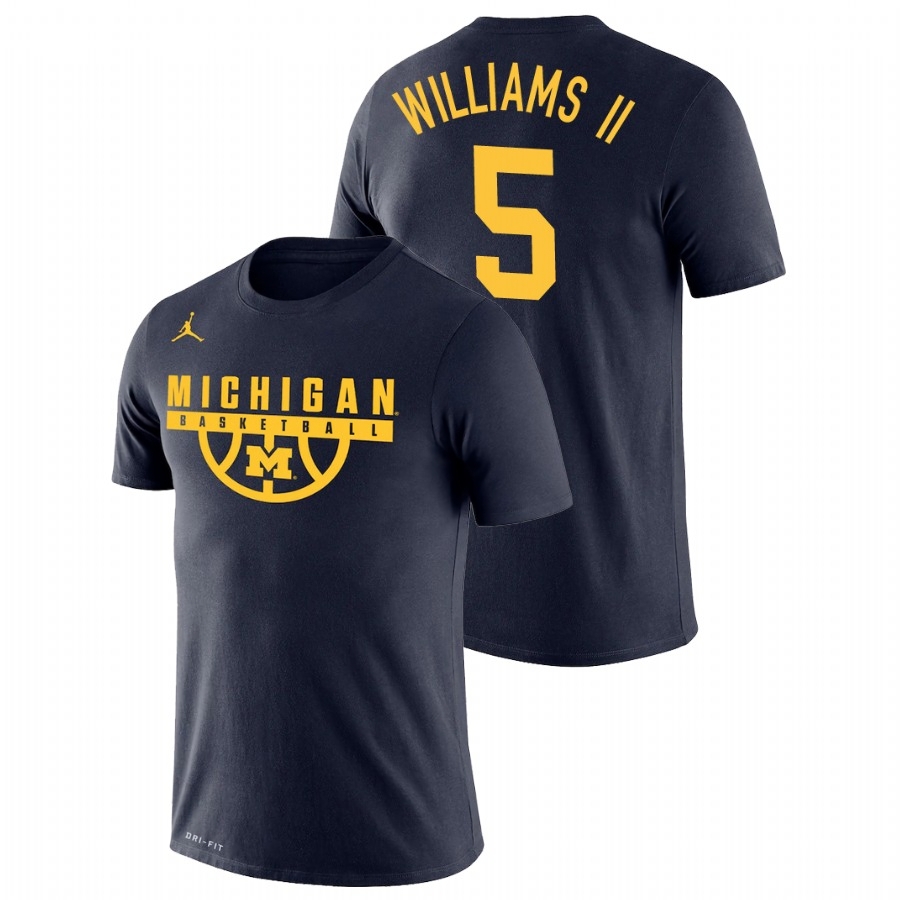 Michigan Wolverines Men's NCAA Terrance Williams II #5 Navy Drop Legend College Basketball T-Shirt ELV5449XF